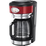 Mey İthalat Russell Hobbs 21700-56 Retro Ribbon Filtre Kahve Makinesi Kırmızı, 10 Fincana Kadar, 1.25 L Cam Sürahi, Retro Tasarım, Demleme ve Isıtma Ekranı, Otomatik Kapanma, Isıtma Plakası, 1000W