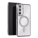 Mey İthalat® Samsung Galaxy A25 5G Joke Simli Magneticsafe Kılıf - Gümüş