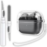 Mey İthalat Samsung Galaxy Buds3 / Galaxy Buds3 Pro ve Galaxy Buds3 Fe Uyumlu Şeffaf Premium Kulaklık Kılıfı, Silikon Kulaklık Ipi ve 3'ü 1 Arada Bluetooth Kulaklık Temizleme Kalemi Seti (Şeffaf)