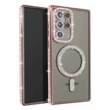 Mey İthalat® Samsung Galaxy S23 Ultra Joke Simli Magneticsafe Kılıf - Pembe