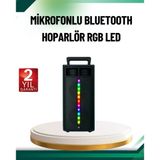 Mey İthalat® Şarjlı Işıklı Bluetooth Hoparlör | Usb, Aux, Tf Kart Ve Radyo Destekli