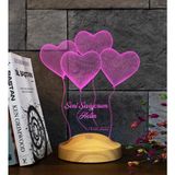 Mey İthalat Sevgiliye Özel Kalpli 3D LED Lamba - Uçan Kalpler Tasarımıyla Romantik ve Anlamlı Hediye 3 Boyutlu 3D LED Lamba, Masa ve Gece Lambası