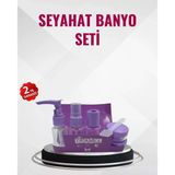 Mey İthalat® Seyahat Boy Banyo Seti 5’Li Mini Şişe Ve Krem Kutusu Çantalı