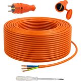Mey İthalat Seyyar 50 Metre Uzatma Kablosu Ttr Cca Telli 3x1.5 mm Elektrik Kablo Kontrol Kalem Dişi Erkek Fiş