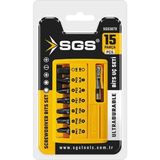 Mey İthalat Sgs 15 Parça Profesyonel Tornavida Bits Uç ve Hızlı Adaptör Seti, Model SGS3870, Ph1-Ph3 ve Pz1-Pz3 Uçlar ile H5 Adaptör Içerir