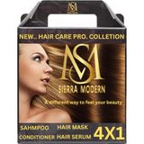 Mey İthalat Sierra Modern Saç Bakım Pro Koleksiyonu, Şampuan, Saç Maskesi, Krem ve Serum 4'lü Set