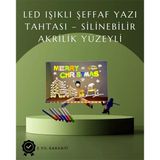 Mey Ithalat® Şık ve Modern LED Pano – Neon Işıklı Silinebilir Akrilik Yazı Tahtası, 7 Renkli Kalem Dahil
