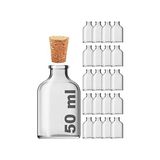 Mey İthalat Şişe, 50 ml Düğün, Kına, Nişan, Kolonya, Koku, Hediyelik Şişesi Şeffaf Mantar Tıpalı 50 cc Cam (Şeffaf 20 Adet) - Çok Renkli - 1