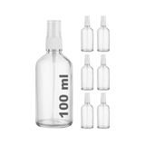 Mey İthalat Şişe, Afracam Şeffaf 100 ml Plastik Kapaklı Beyaz Sprey Fısfıs Kolonya Dezenfektan Cam 6 Adet - Renkli