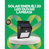 Mey İthalat® Solar Enerjili 20 Led Hareket Sensörlü Duvar Lambası