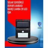 Mey İthalat® Solar Enerjiyle Çalışan Ip65 Su Geçirmez 20 Led Duvar Lambası