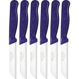 Mey İthalat Solingen 6'lı Tırtıklı Meyve Bıçağı Seti, Paslanmaz Çelik, Ergonomik Kaymaz Sap, Ultra Keskin, Meyve ve Sebze Için, 18 cm (Mor)