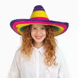 Mey İthalat® Sombrero Meksika Şapkası Renkli Örme Hasır Çocuk Boy