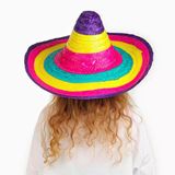 Mey İthalat® Sombrero Meksikaa Şapkası Renkli Örme Hasır Çocuk Boy