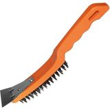 Mey İthalat Spatulalı Çelik Tel Fırça 270 Mm, Metal Kazıma ve Pas Sökücü, Çelik Kıllı Mangal Izgara Temizleyici - Çok Renkli