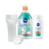 Mey İthalat SPF50 Derma Skin Clear Karşıtı Güneş Koruyucu KREM40 ml ve Makyaj Temizleme Suyu, Pamuk Hediye