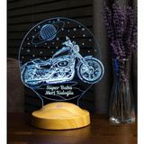 Mey İthalat Süper Baba, Chopper Motosiklet, Motor Hayranı Babaya Hediye 3 Boyutlu, 3D LED Lamba