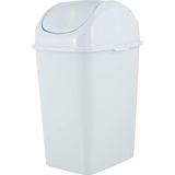 Mey İthalat Superio Mini Plastik Çöp Kovası, Salıncak Üst Kapaklı 1,25 Galon Kompakt Küçük Çöp Kovası Taşınabilir Çöp Kovası Tezgah, Masaüstü, Makyaj Vanity, Banyo, Araba, Lavabo Altı, Yurt Için, 5 Litre (Beyaz)