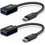Mey İthalat Syntech Usb-C - USB Adaptörü, 2'li Paket Usb-C - USB 3.0, 10GBPS Type-C, Thunderbolt 3 - USB Otg Kablosu, iPhone 17/16/15 Pro Max, iPad Mini 6, MacBook Pro/air/neo ile Uyumlu, Siyah