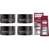 Mey İthalat Syoss Matt Fiber High Control Mat Wax 100 ml 4 Adet + Bioblas Forte Dökülme Karşıtı 360 ml Şampuan Seti 89077645