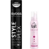Mey İthalat Syoss Styleplex Saç Spreyi 400 ml + Taft Kıvırcık/bukle No:3 Saç Köpüğü 150 ml Seti