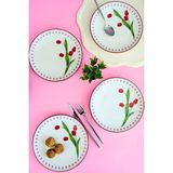 Mey İthalat Tabakevi Tabak Evi Porselen Lale Tuval Pasta Takımı Rimli 20 cm 4 Kişilik 4 Parça TVL4PTPRS1160