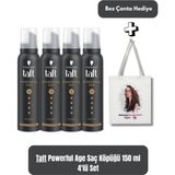 Mey İthalat Taft Powerful Age 5 Ekstra Güçlü Saç Köpüğü 150 ml X4 + Bez Çanta Hediyeli
