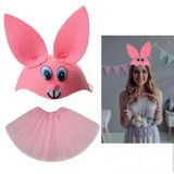 Mey İthalat® Tavşan Kostümü Pembe - 23 Nisan Tavşan Şapka Ve Tütü Etek Seti 2 Parça