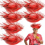 Mey İthalat® Tropikal Parti Kırmızı Hasır Hawaii Şapkası 13X36 Cm
