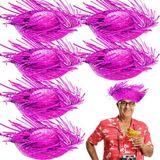 Mey İthalat® Tropikal Parti Pembe Fuşya Hasır Hawaii Şapkası 13X36 Cm