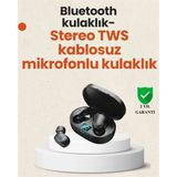 Mey İthalat® Tws Bluetooth Kulaklık Kulak İçi Kablosuz Dijital Göstergeli Çağrı Cevaplayabilen