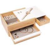 Mey İthalat Umbra Twitter Tasarım Takı Kutusu Modern Takı Kutusu Gizli Çatı Yüzükler, Bileklikler, Kolyeler, Küpeler ve Aksesuarlar Için, Ahşap/metal, Beyaz / Natural, Büyük