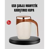 Mey İthalat® Usb Şarjlı Manyetik Karıştırıcı Kupa Otomatik Karıştırma Paslanmaz Çelik