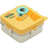 Mey İthalat Vagonlife Bento 1120ML Lunchbox Dinozor Desenli Tek Katlı 3 Bölmeli Paslanmaz Çelik Sefer Tası Yemek Kutusu (Turuncu)
