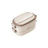 Mey İthalat Vagonlife Bento 1140ML Lunchbox 2 Katlı 4 Bölmeli Mini Kaseli Çelik Sefer Tası Yemek Kutusu (Bej)