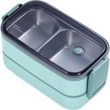 Mey İthalat Vagonlife Bento 1400ML Lunchbox Iki Katlı 2 Bölmeli Çelik Sefer Tası Yemek Kutusu (Yeşil)