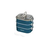 Mey İthalat Vagonlife Bento 1450ML Lunchbox Üç Katlı 5 Bölmeli ve Mini Sosluklu Çelik Sefer Tası Yemek Kutusu (Lacivert)