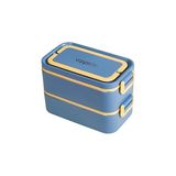 Mey İthalat Vagonlife Bento 2000ML Lunchbox 2 Katlı 3 Bölmeli Mini Kaseli Çelik Sefer Tası Yemek Kutusu (Lacivert-Sarı)