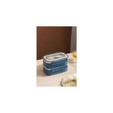 Mey İthalat Vagonlife Bento Lunch Box Ofis-Okul Için Yeni Nesil Sefer Tası Çift Kat 4 Bölme Paslanmaz Çelik F494 Lacivert