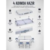 Mey Ithalat® Valiz Tipi Katlanabilir Piknik Masası 4 Tabureli Taşınabilir Kamp Masası - Renkli - 0,18