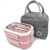 Mey İthalat Valkyrie 304 Çelik Bölmeli Lunch Box Seti | Termal Çantalı, Bölmeli, Çatal Kaşıklı, Sızdırmaz Yemek Kabı Pembe