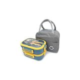 Mey İthalat Valkyrie 304 Çelik Bölmeli Lunch Box Seti | Termal Çantalı, Bölmeli, Çatal Kaşıklı, Sızdırmaz Yemek Kabı Sarı-Yeşil