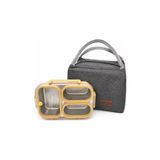 Mey İthalat Valkyrie 304 Paslanmaz Çelik 3 Bölmeli Sarı Lunch Box Termal Çantalı – Sızdırmaz Kapaklı Beslenme Kabı,
