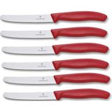 Mey İthalat Victorinox 6 Adet Sofra Bıçağı - Mutfak Bıçağı - Küçük Ekmek Bıçağı Swiss Classic Tırtıklı - Isviçre Yapımı - Kırmızı