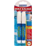 Mey Ithalat® Vodaseal Çift Uçlu Su Bazlı Kokusuz Kalıcı Derz Kalemi Beyaz 2 Adet - Renkli
