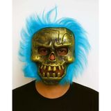 Mey İthalat® Wild Skull - Bakır Kafatası Turkuaz Saçlı İskelet Maske