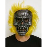 Mey İthalat® Wild Skull - Metal Kafatası Sarı Saçlı İskelet Maske