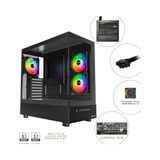 Mey İthalat Xr Cam Panel Oyuncu Kasası Siyah + Alpha 80+ Bronze 850W Atx 3.1 Gen5.1 Psu + 6 Port Fan ve Argb Kontrolcü - 1000 W