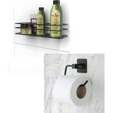Mey İthalat Yapışkanlı Banyo Düzenleyici Seti, Duş Rafı ve Tuvalet Kağıdı Tutucu (2liset)