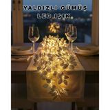 Mey İthalat® Yaprak Şekilli Gümüş Led Işık Pilli Dekoratif Aydınlatma Vitrin